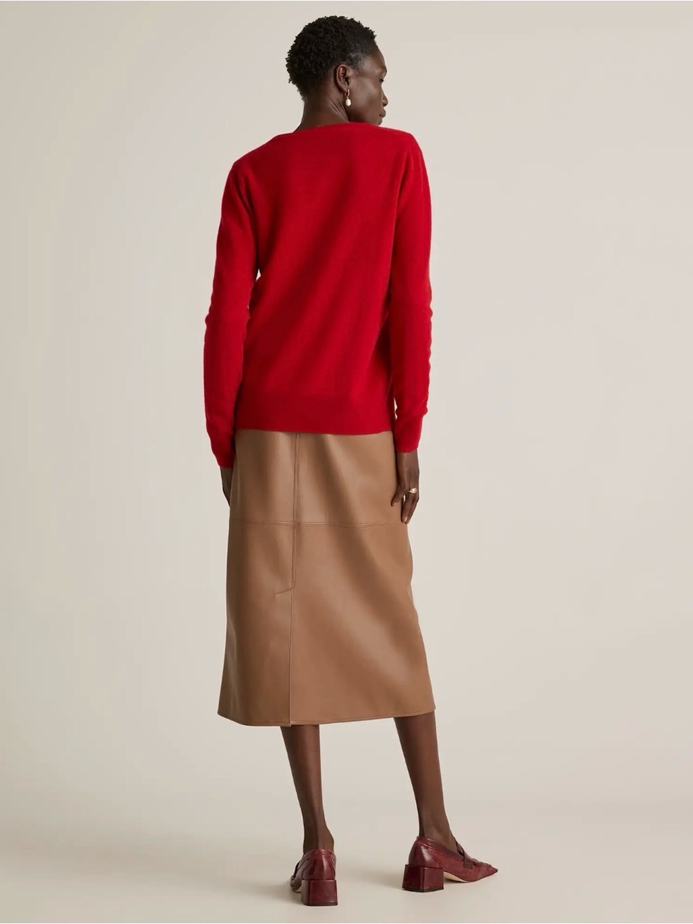Quince Classic Red Button-Down Cashmere Cardigan size large - Picture 3 of 7